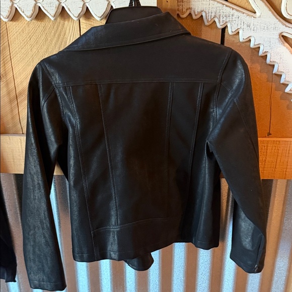 Chelsea & Violet Black Leather Jacket with Gold Buttons - Picture 5 of 5